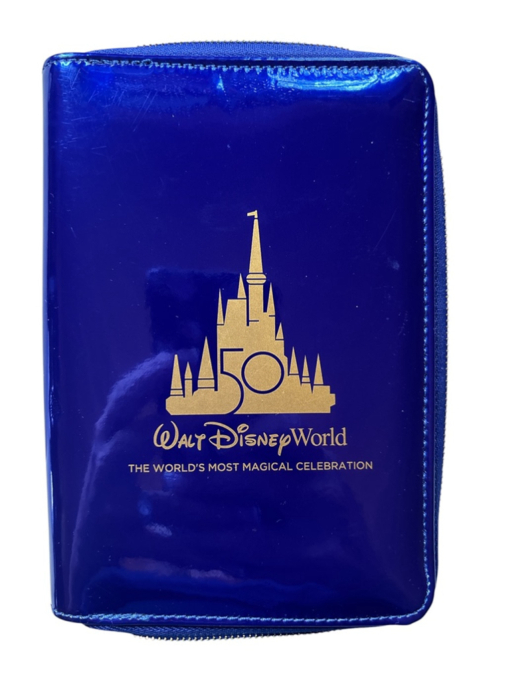 Walt Disney's World Blue Purple Shiny 50th Anniversary Wallet - Brand New
